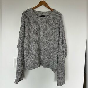 Cozy Cabin Knit Roots Crewneck Pullover Sweater Grey Salt and Pepper Size XL